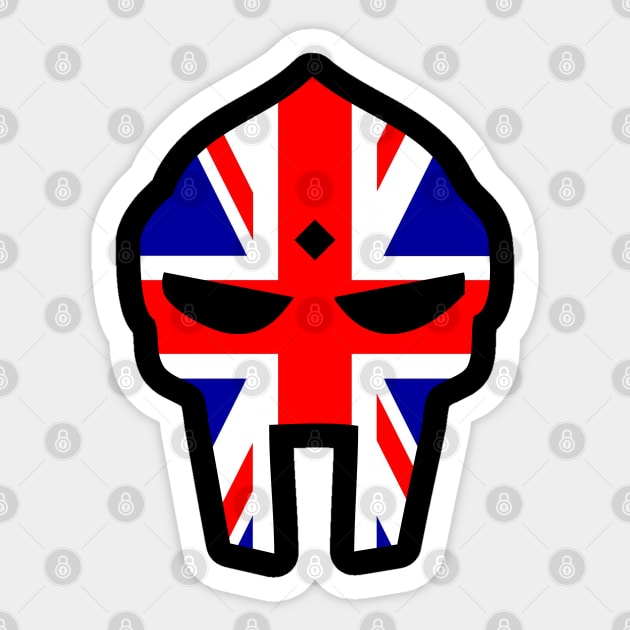 Doom mask #1: union jack Sticker by jonah block